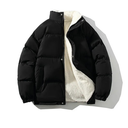 Men's puffer jacket with sherpa lining and zip pockets