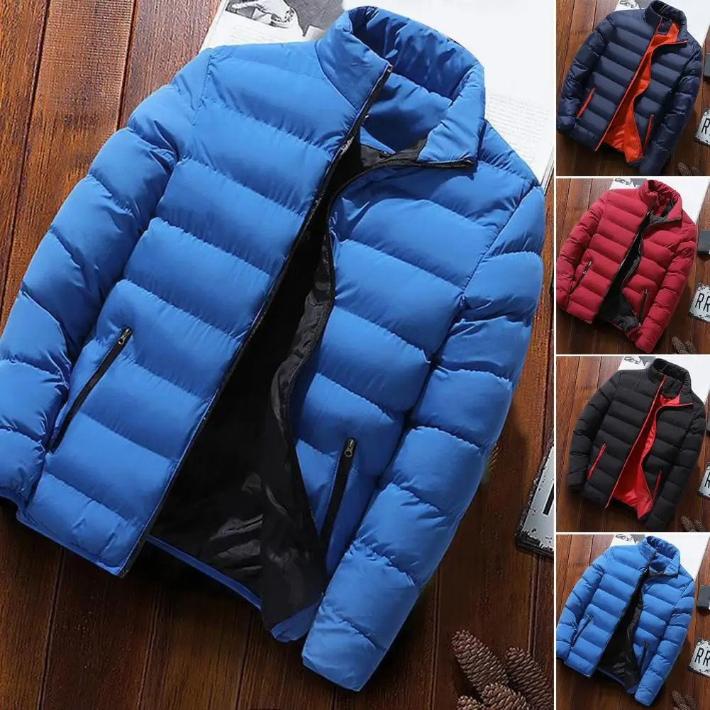 Men's puffer jacket with insulation and side pockets